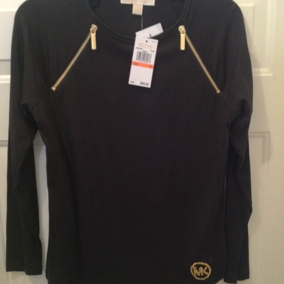 Michael Kors Tops - Michael Kors black top w/zippers small size